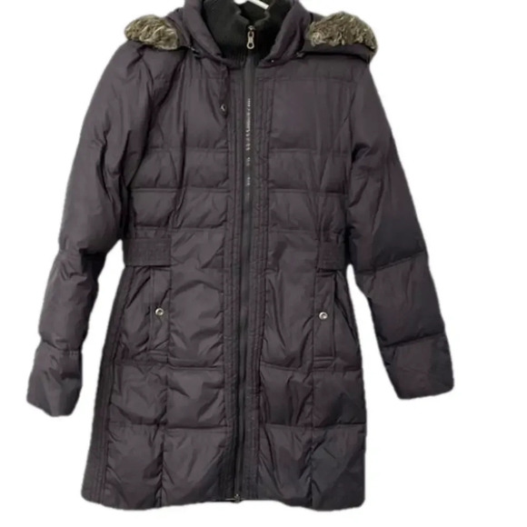 Larry Levine Jackets & Blazers - Larry Levine Quilted Down Puffer Hooded Jacket Womens Medium Winter 34" Long Vtg